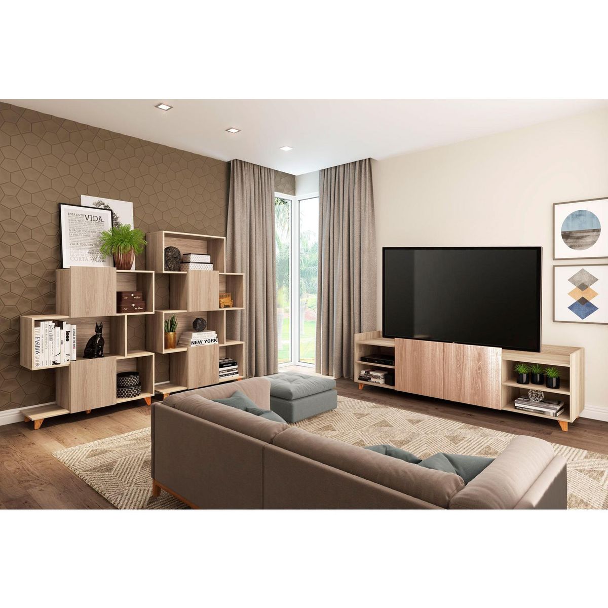 BE DESIGN - Rack TV 50" 180x53x46 cm beige