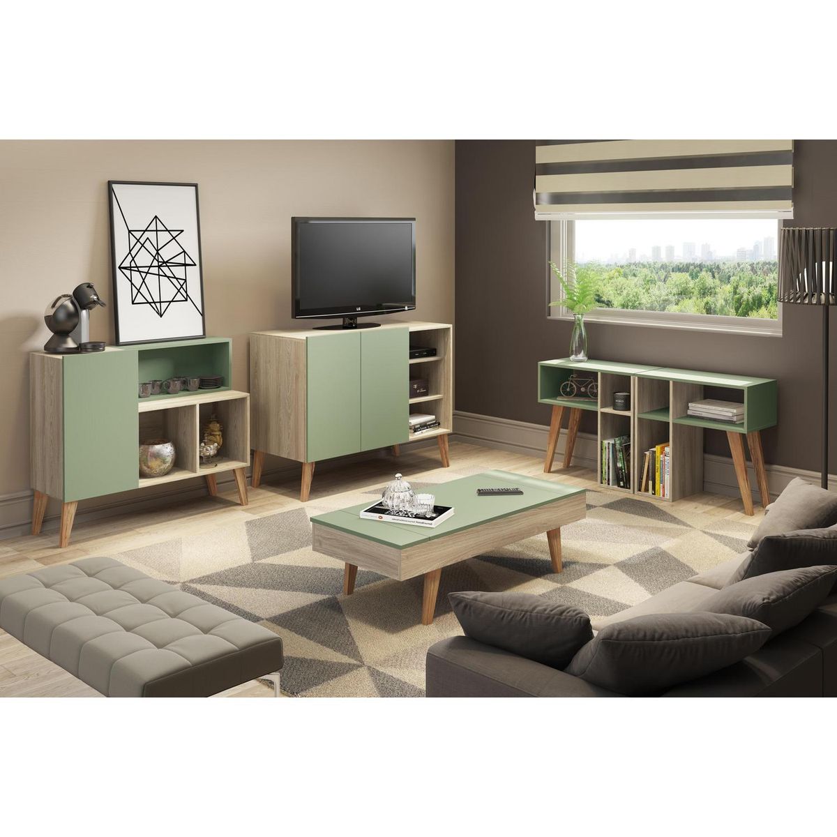 BE DESIGN - Mesa arrimo 30x60x61 cm verde