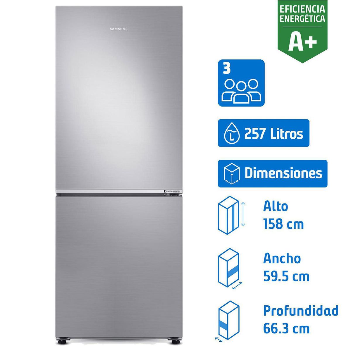 SAMSUNG - Refrigerador Bottom Freezer No Frost 257 Litros Elegant Inox RB27N4020S8/ZS