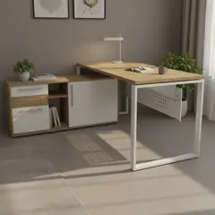 BASFLEX - Escritorio Bench Coigue/blanco 150x75x60 cm