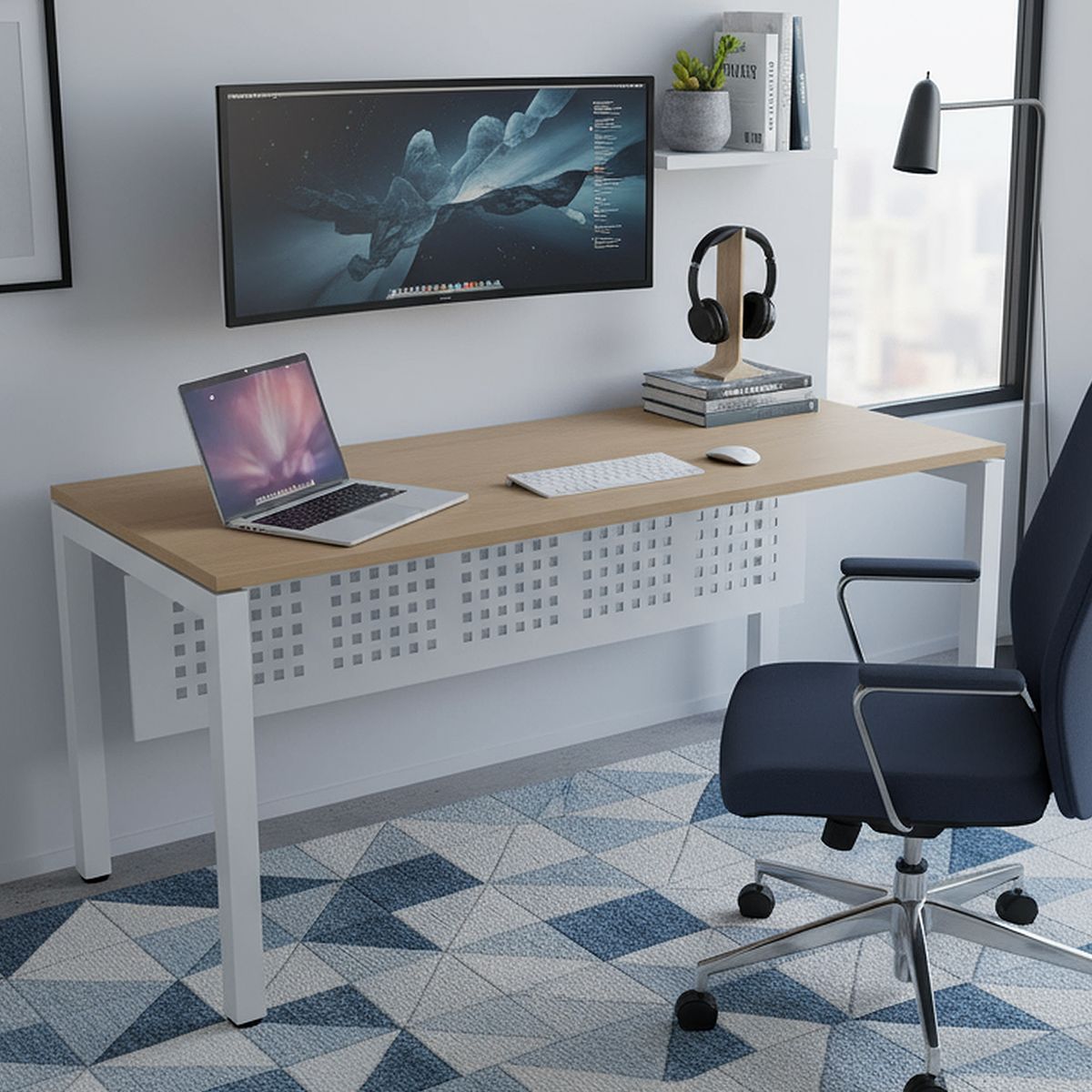 BASFLEX - Escritorio Bench Coigue/blanco 150x75x60 cm