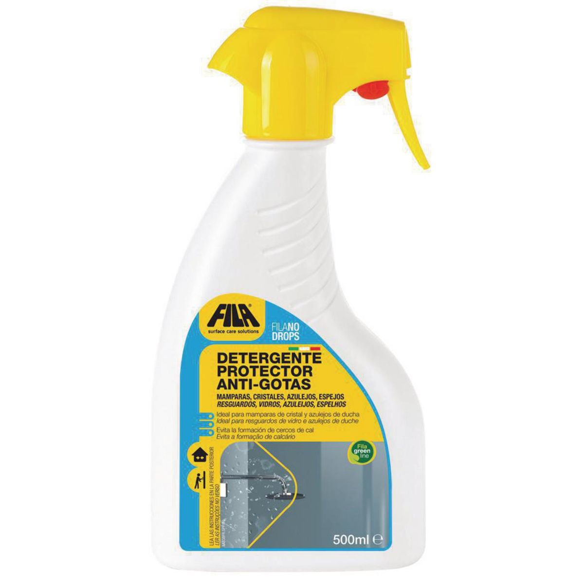 FILA - Limpiador Antigotas Fila para Mamparas y Cristales 500 ml