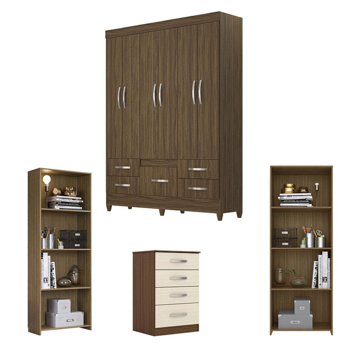 ROCH LTDA - Combo Closet + 2 Libreros + Cómoda