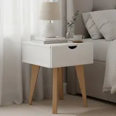 BE DESIGN - Velador 1 Cajón 35x46,5x40 cm Blanco