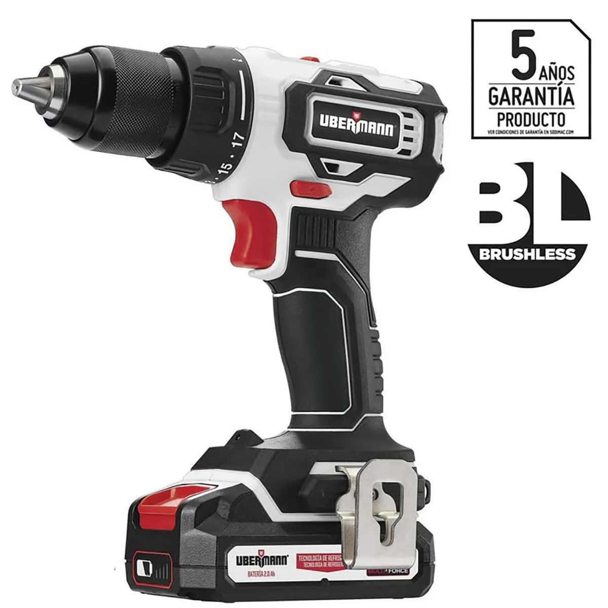 UBERMANN - Taladro Atornillador Inalámbrico 13 mm 20V + 2 Baterías 2AH + Cargador