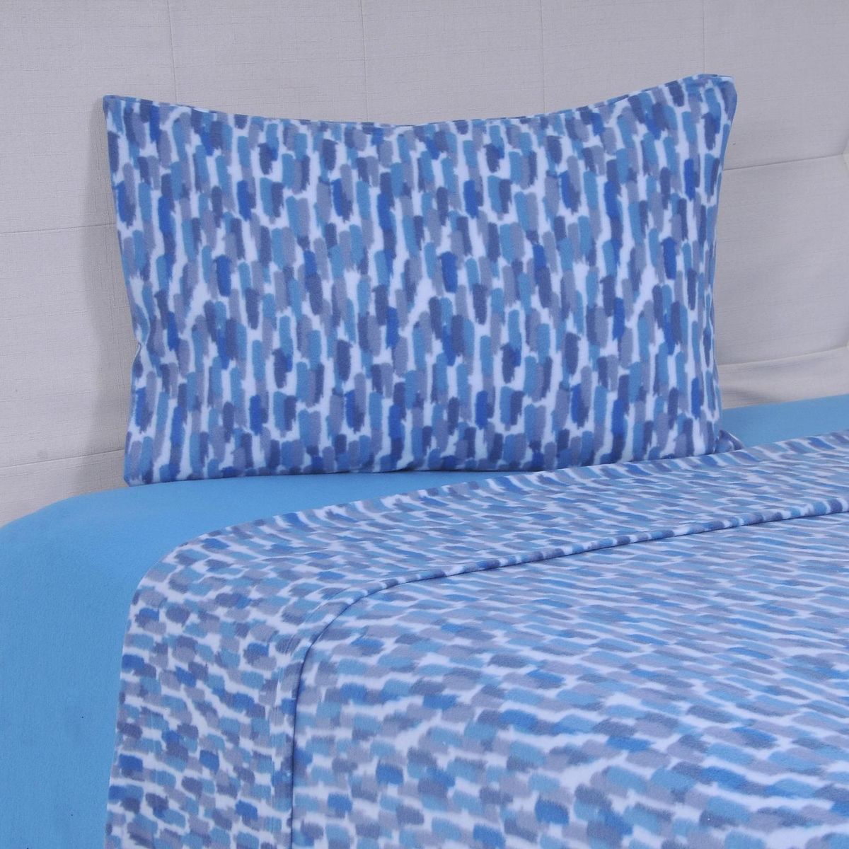 MASHINI - Juego sábanas polar Málaga azul 1,5 plazas