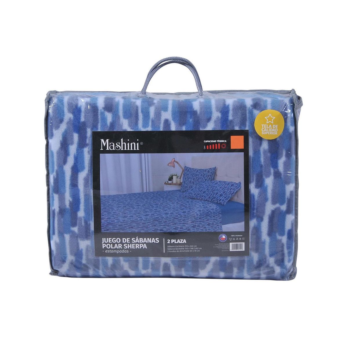 MASHINI - Juego sábanas polar Málaga azul 1,5 plazas