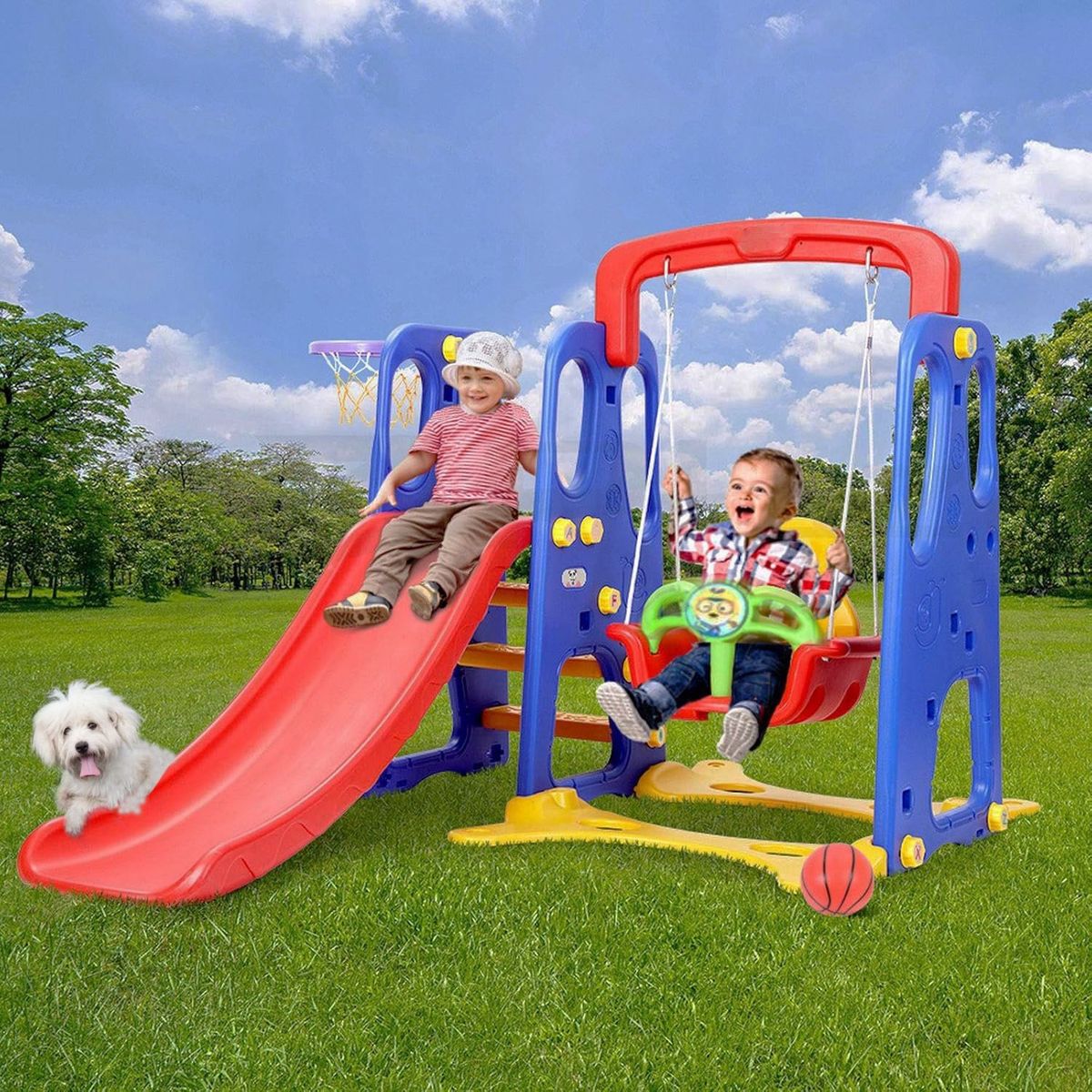 KIDSCOOL - Columpio resbalin y aro 3X 1 New