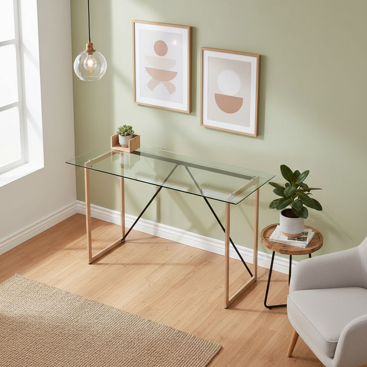 VEKKAHOME - Escritorio Obelia Café Claro 120x75x50 cm