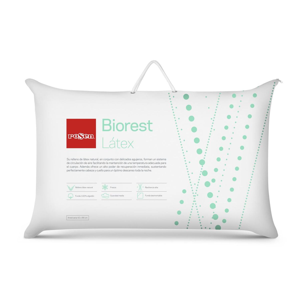 ROSEN - Almohada Biorest de Látex para Dormir 42x64 cm