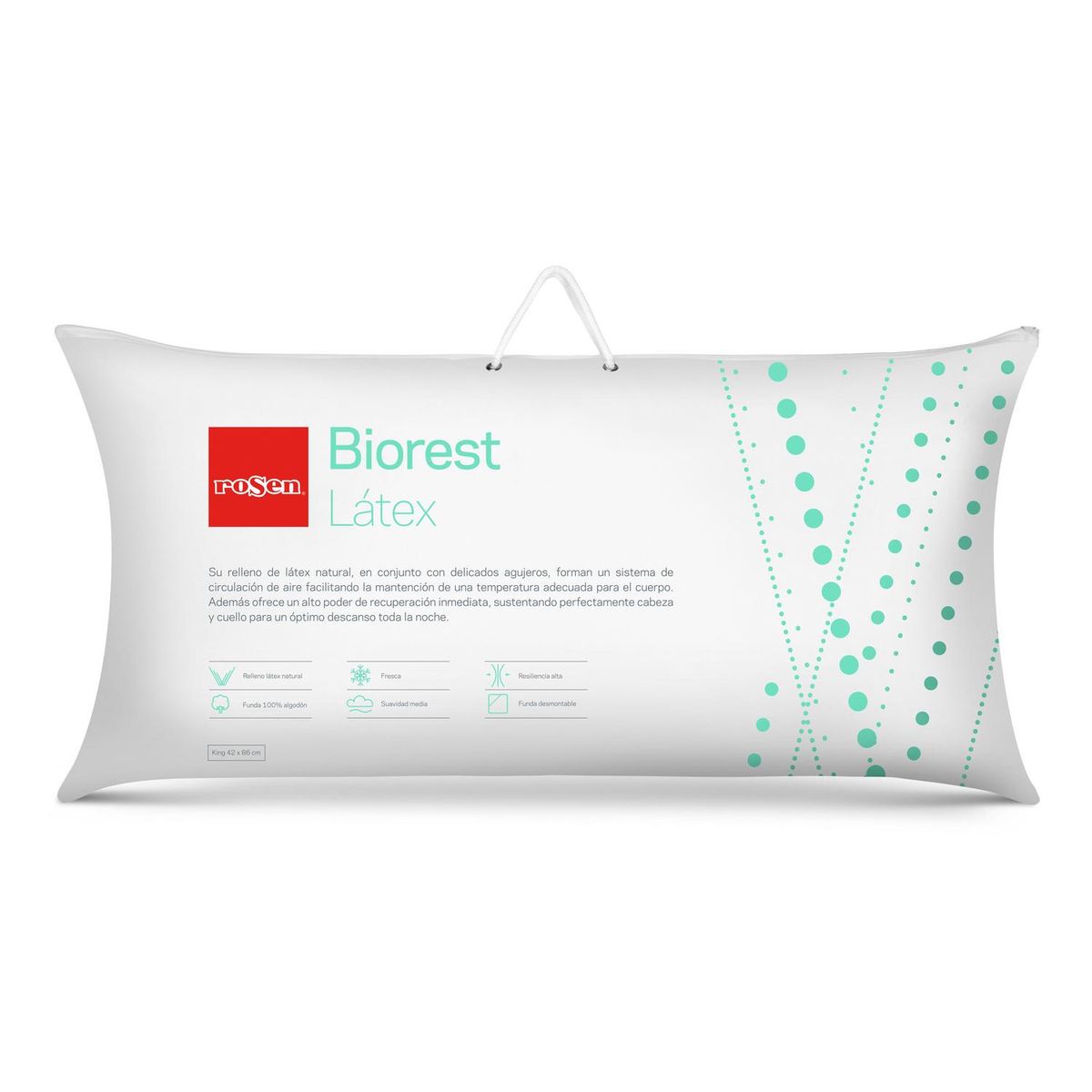 ROSEN - Almohada Biorest de Látex para Dormir 42x14 cm