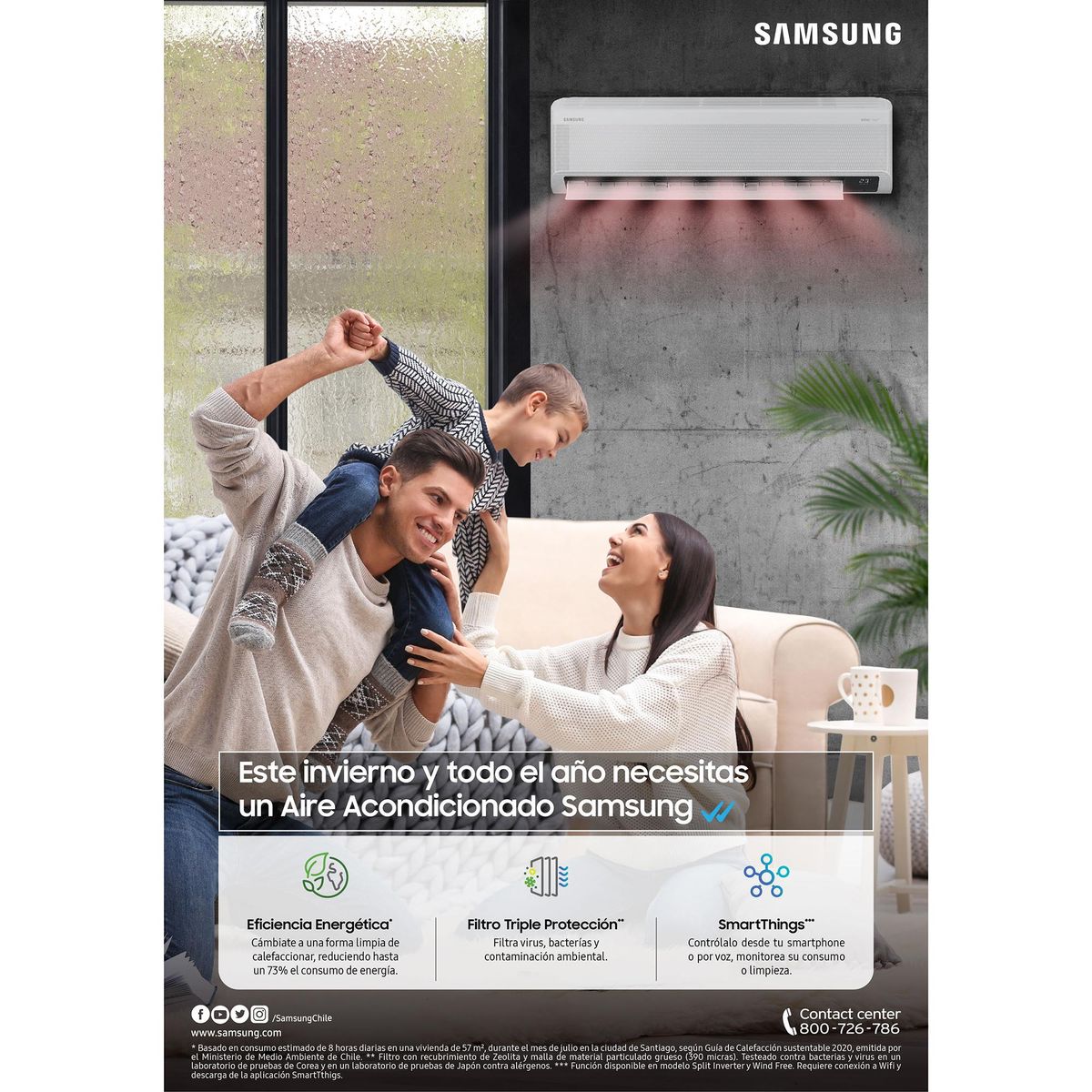 SAMSUNG - Aire acondicionado split inverter frío/calor 24.000 BTU AR24TSFZAWK/ZS