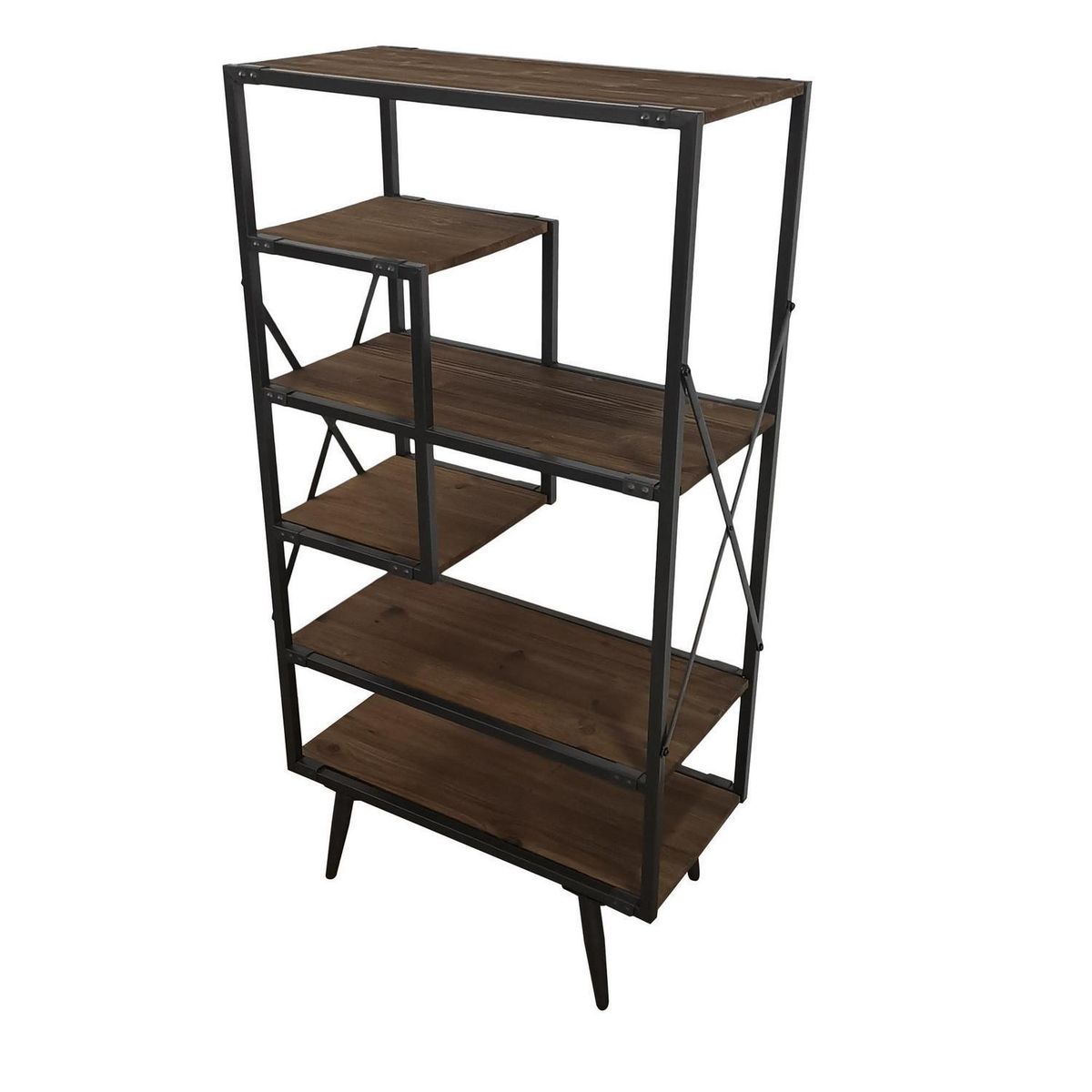 VEKKAHOME - Estante Capote Madera 6 Nivel(es) 70x135x35 cm Café/Negro