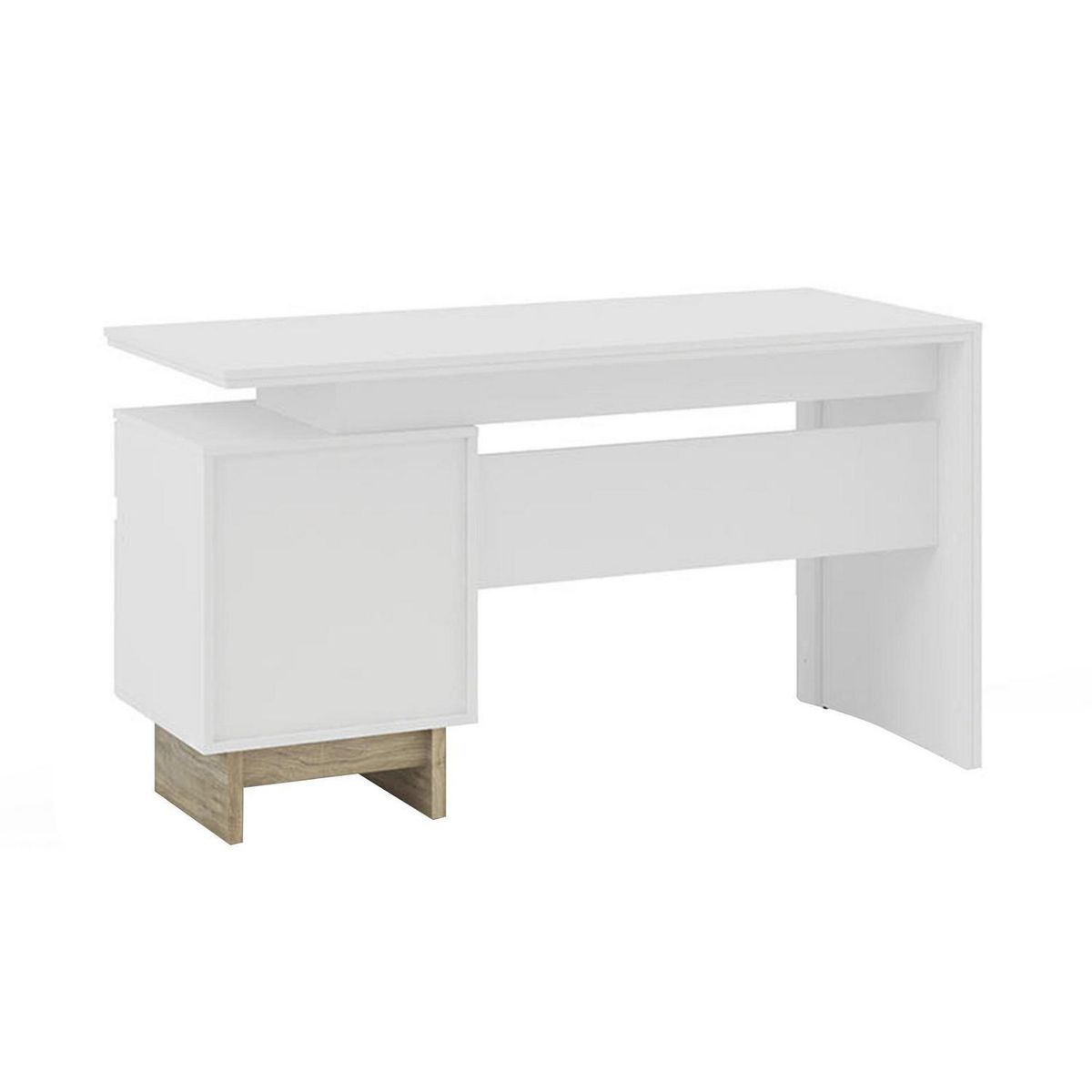 VEKKAHOME - Escritorio 2 Cajones Recto York Blanco/Café 135.5x75.5x59 cm