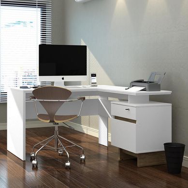 Escritorio Esquinero York Blanco/Caf 135.5x75.5x135.5 cm