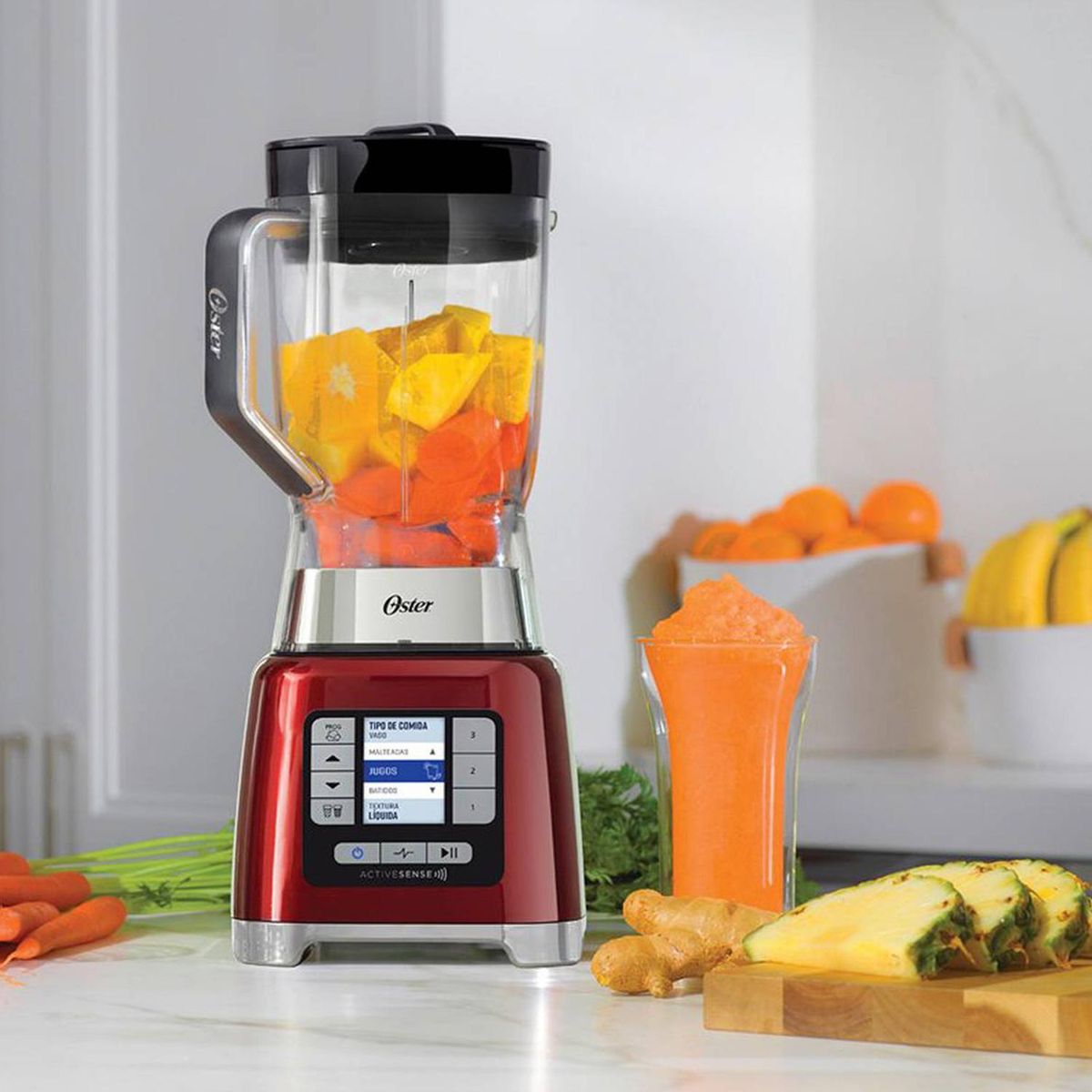 OSTER - Licuadora Active Sense 2 Litros Rojo Candy Apple BLSTTDGRBG