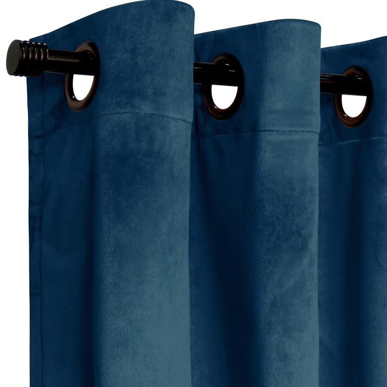 Set Cortinas Velvet Tela 140x220 cm Azul Azul