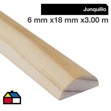 Moldura 1/2 Rodn Madera Pino amarillo 9 mm 18x3 m