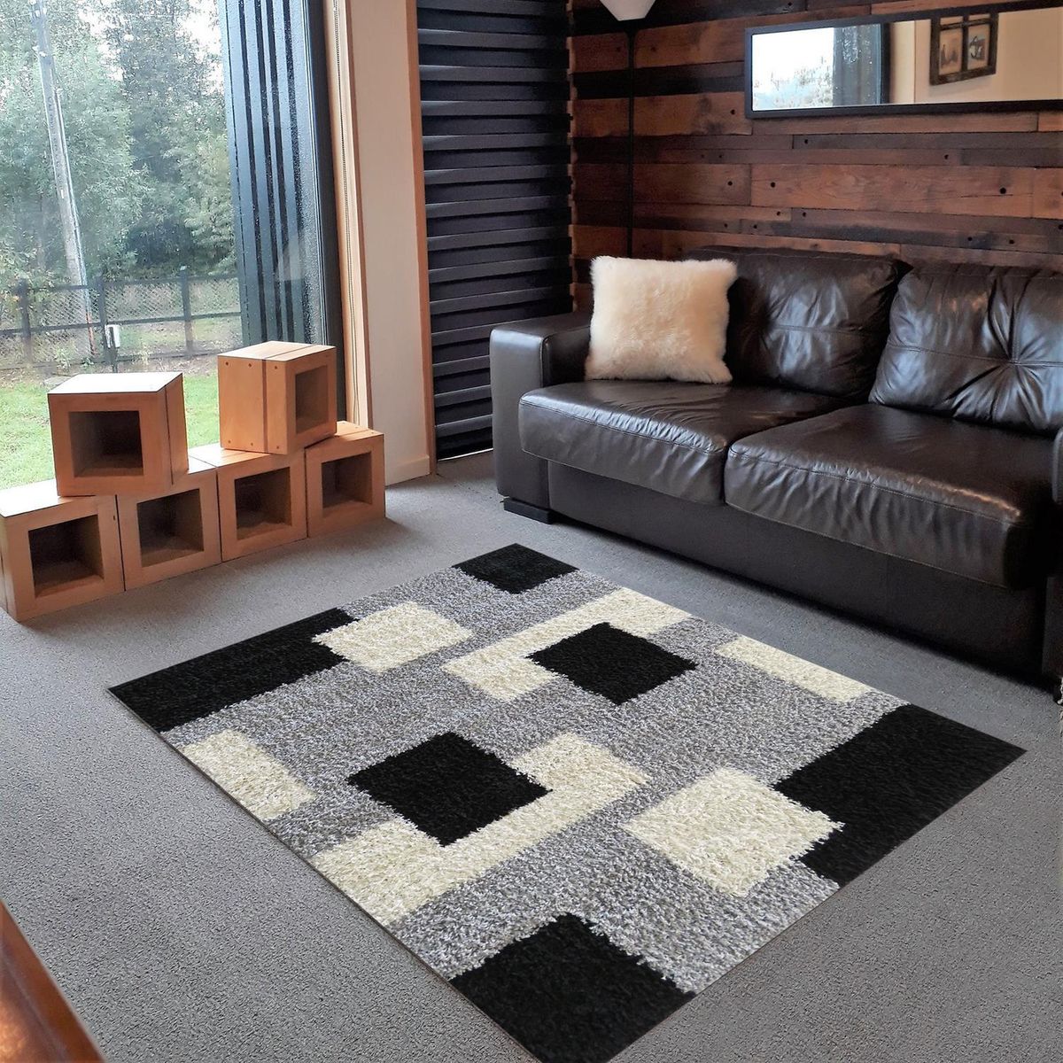 IDETEX - Alfombra Shaggy 150x200 cm Polipropileno Gris