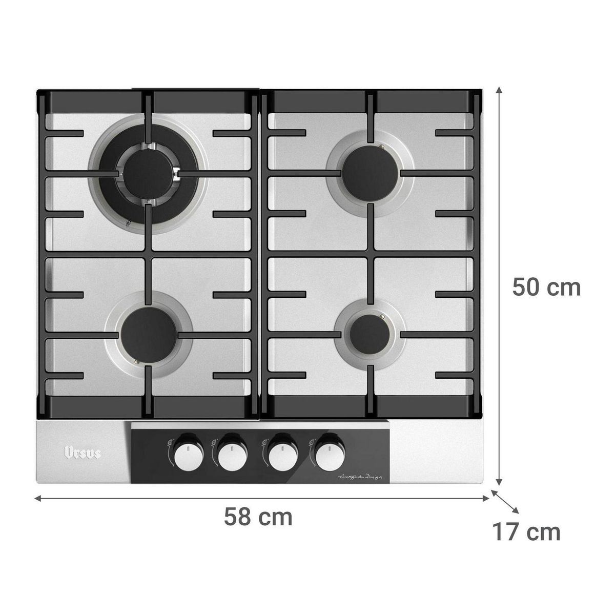 URSUS TROTTER - Encimera Gas Licuado 4 Platos Gris Avantgarde GS-60T GL