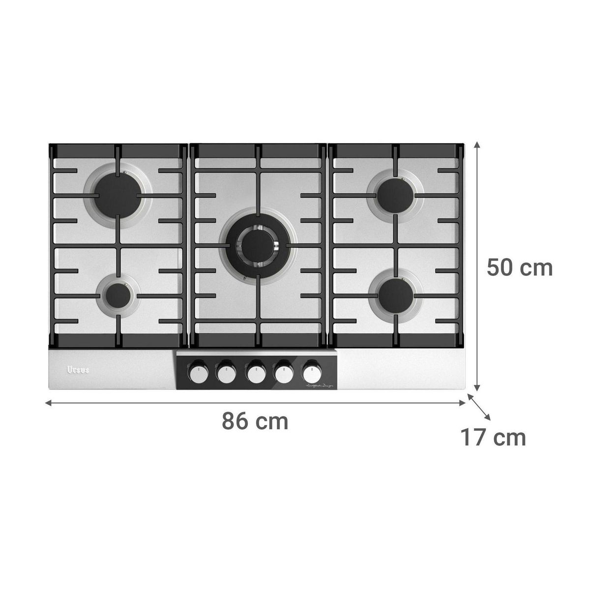 URSUS TROTTER - Encimera Gas Licuado 5 Platos Gris Avantgarde GS-90T GL