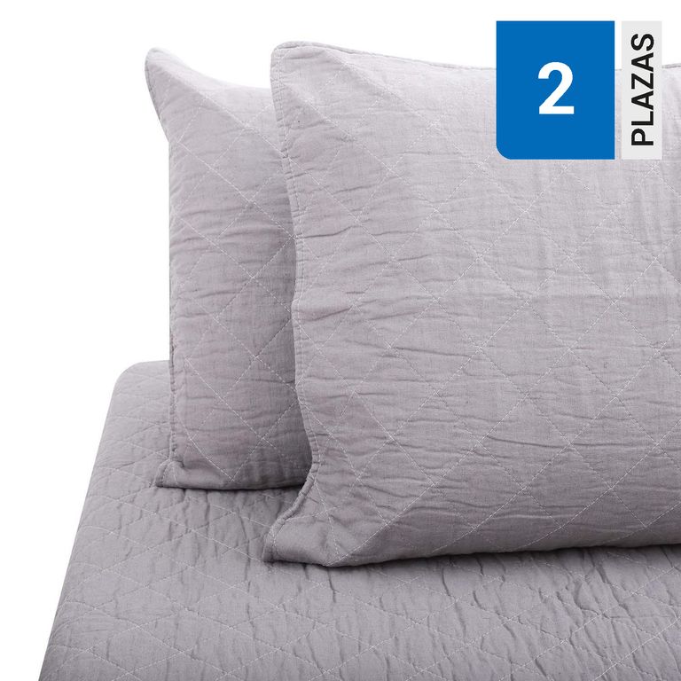 Qullt Cubrecama 2 plazas Hebra Gris
