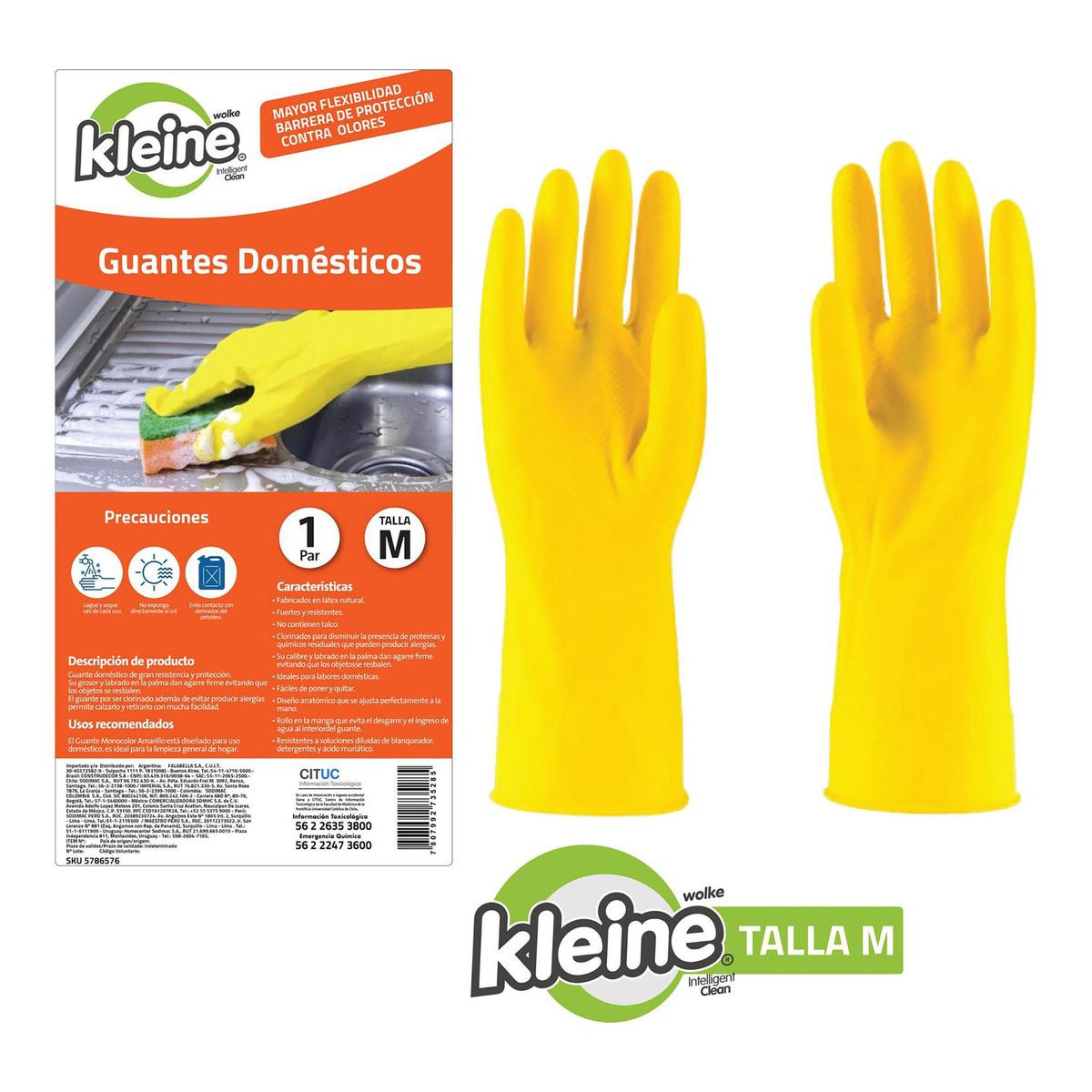 KLEINE WOLKE - Guante Doméstico Kleine Wolke Talla M Amarillo