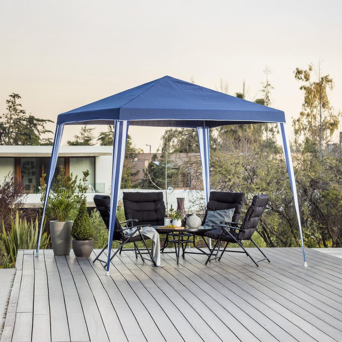 JUST HOME COLLECTION - Toldo Armable con Base 3x3 metros Azul