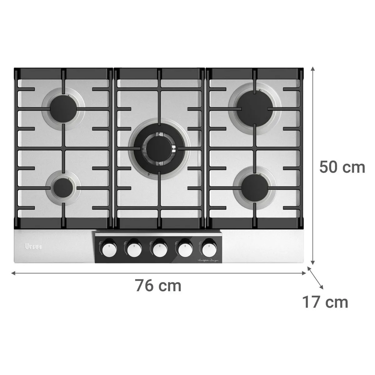 URSUS TROTTER - Encimera Gas Licuado 5 Platos Gris Avantgarde GS-75T GL