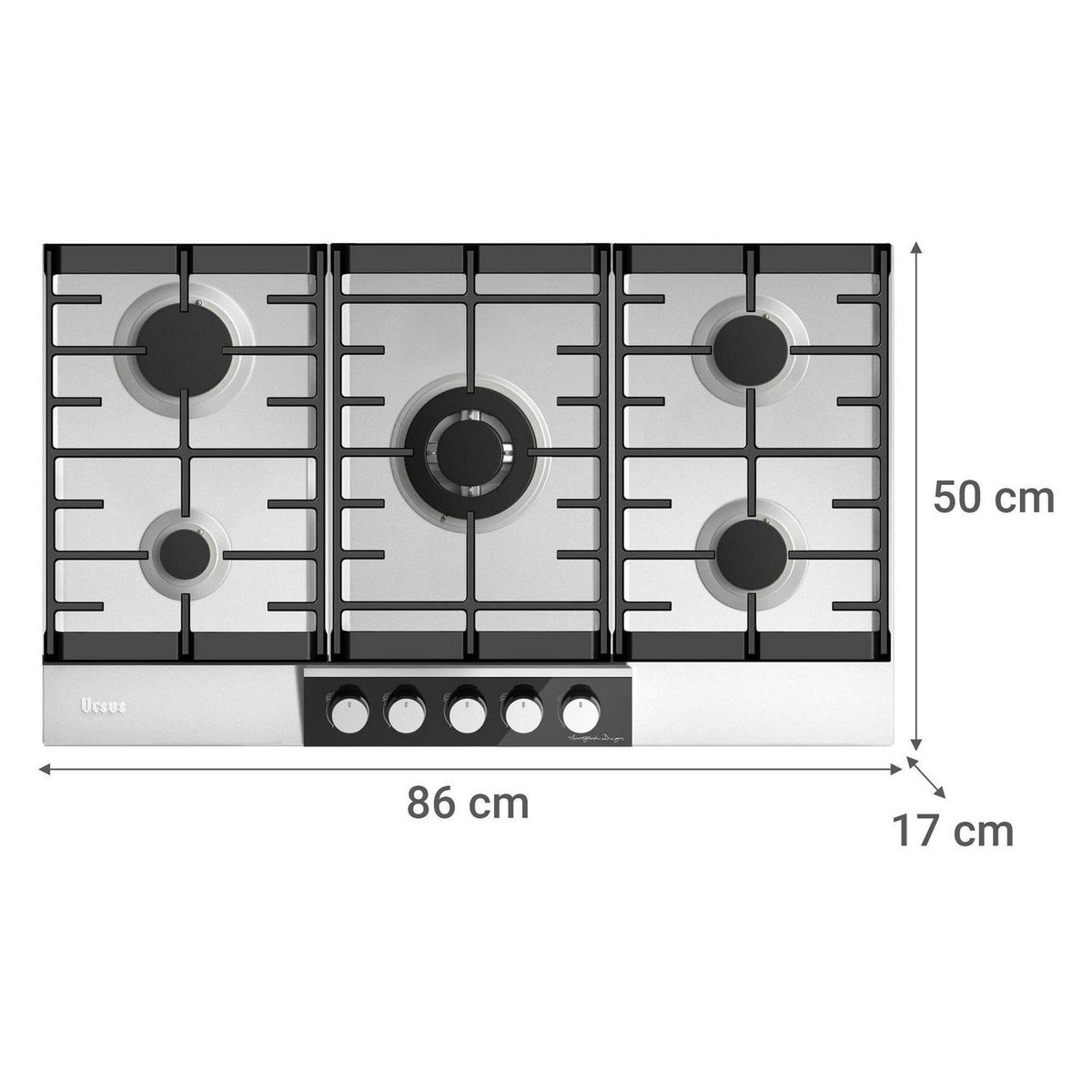 URSUS TROTTER - Encimera Gas Natural 5 Platos Gris Avantgarde GS-90T GN