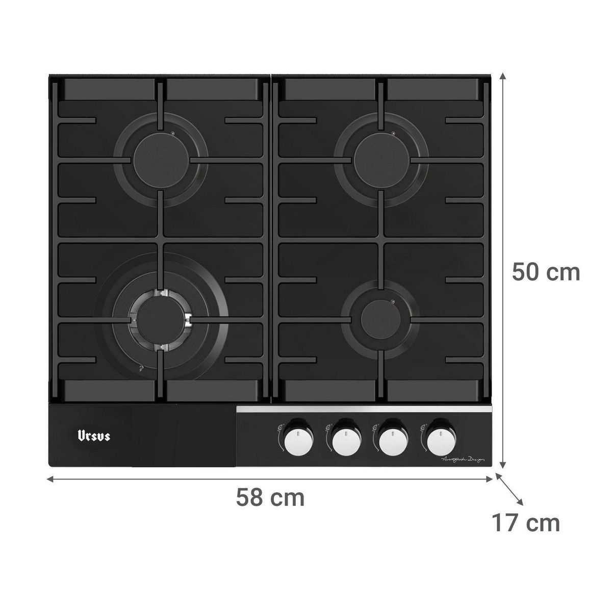 URSUS TROTTER - Encimera Gas Natural 4 Platos Negro Avantgarde GG-60T GN