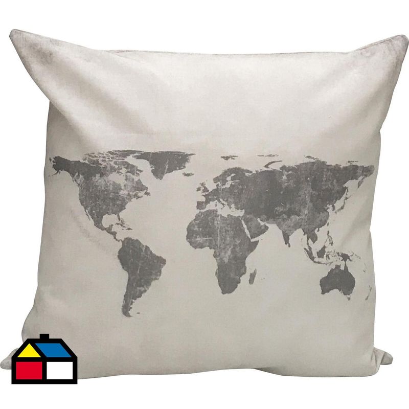 ATMOSPHERA HOME - Funda de cojín mapa beige 60x60 cm
