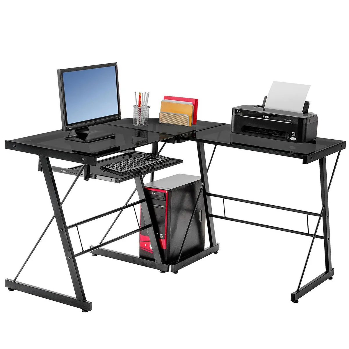 JUST HOME COLLECTION - Escritorio en L Esquinero Negro 50x73x120 cm