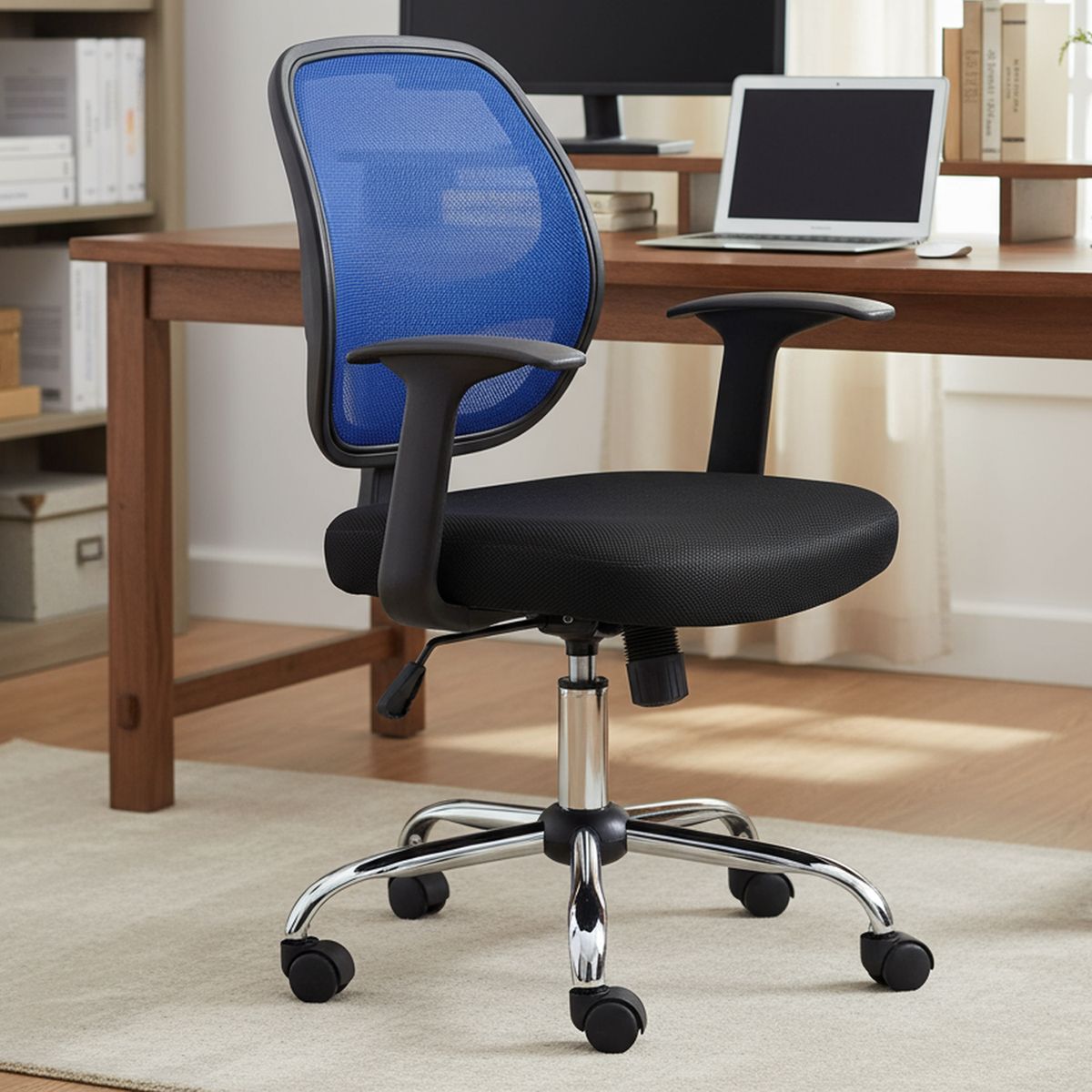 JUST HOME COLLECTION - Silla Escritorio Ejecutiva Malla Negro/Azul