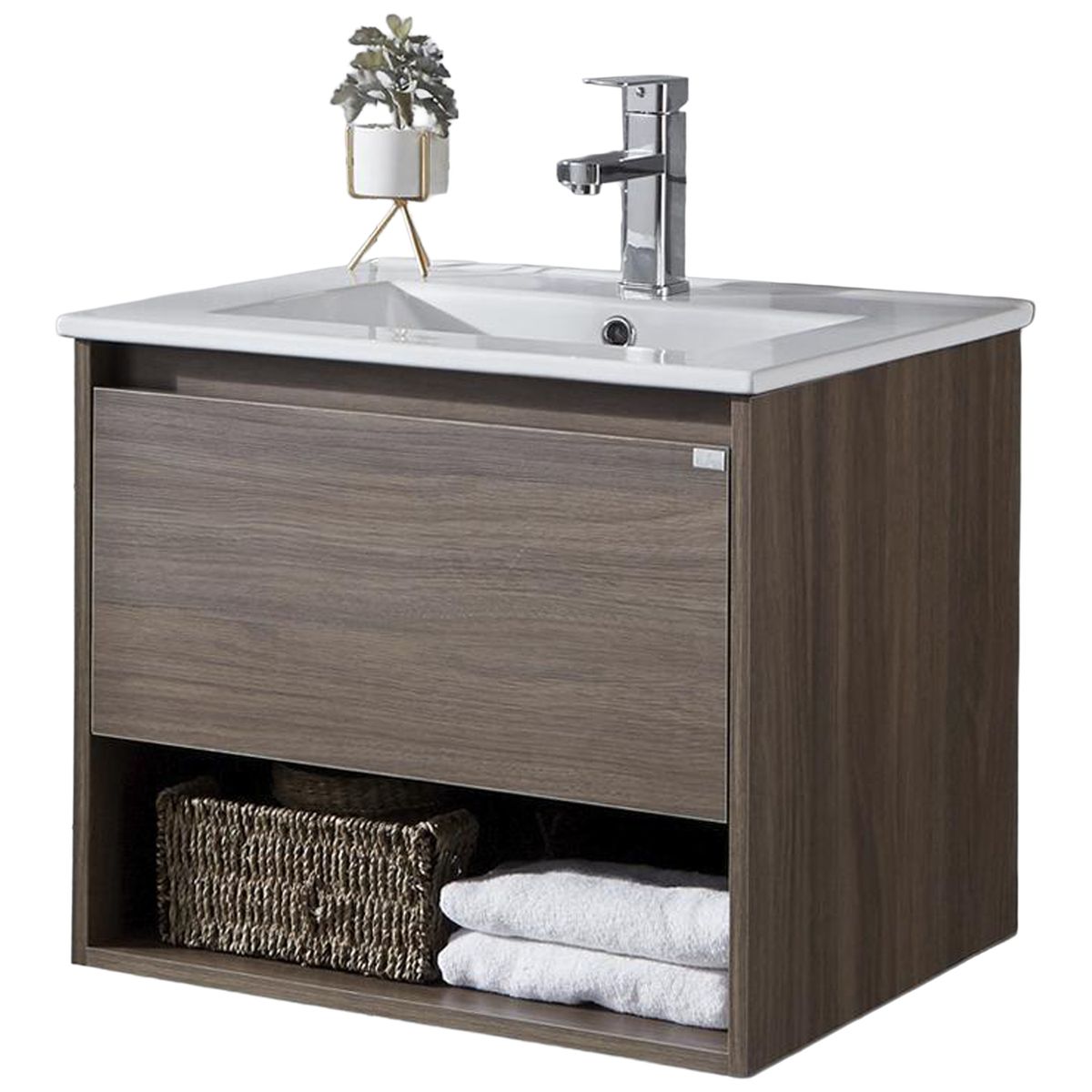 KLIPEN - Mueble vanitorio Queen 61x46,5x50 cm Chocolate con lavamanos