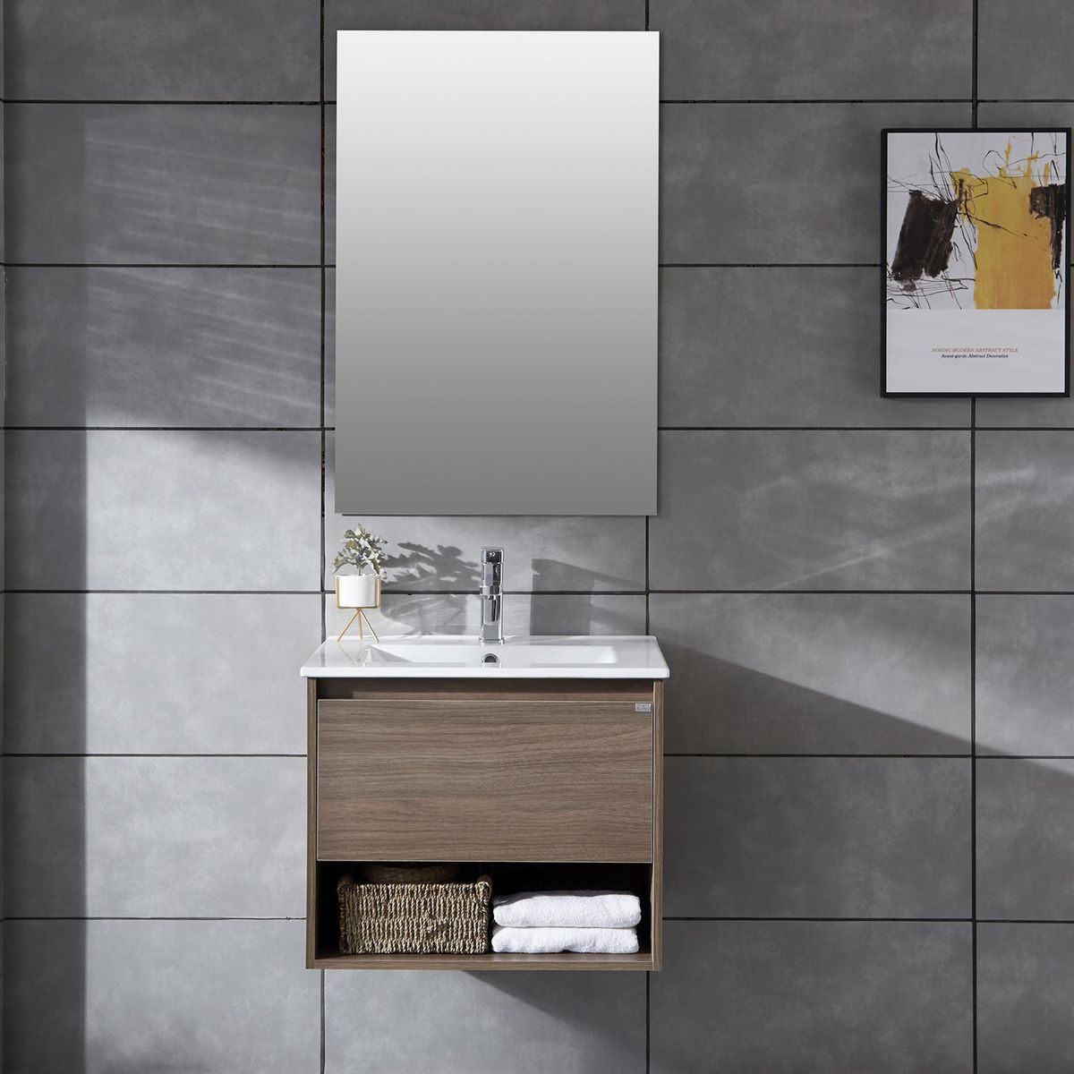 KLIPEN - Mueble vanitorio Queen 61x46,5x50 cm Chocolate con lavamanos