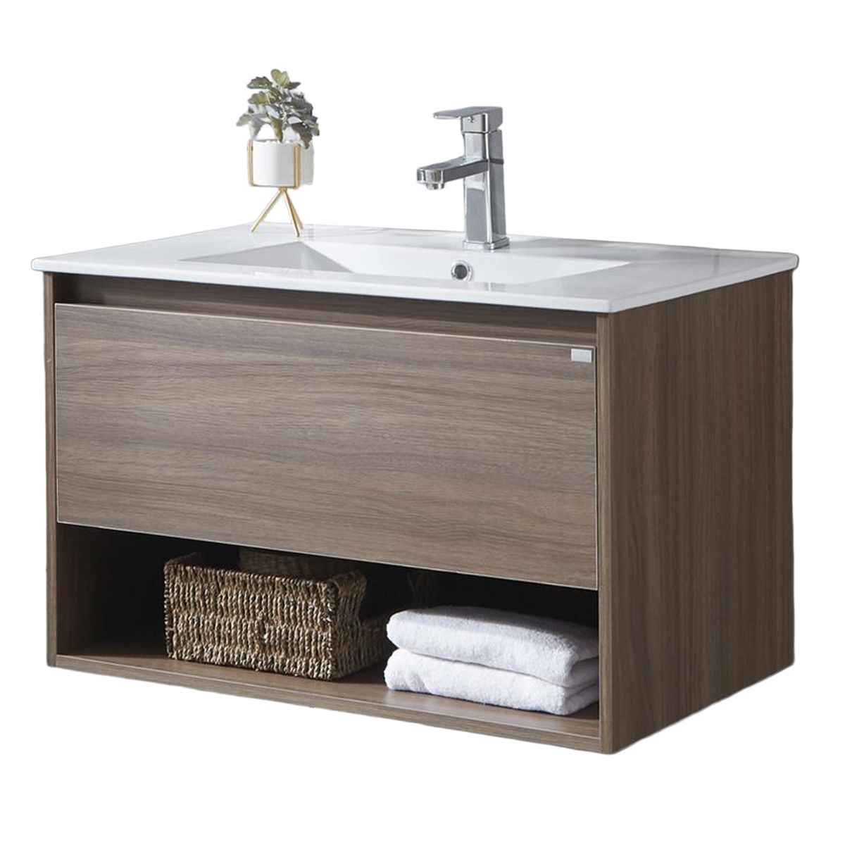 KLIPEN - Mueble vanitorio Queen 91x46,5x50 cm Chocolate con lavamanos