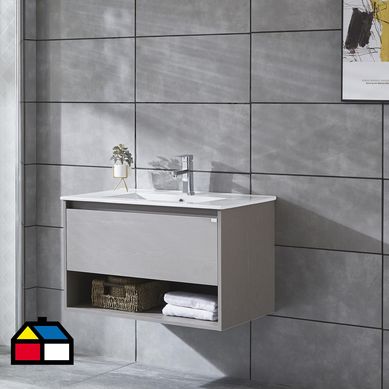 Mueble vanitorio Queen 91x46,5x50 cm cool grey con lavamanos