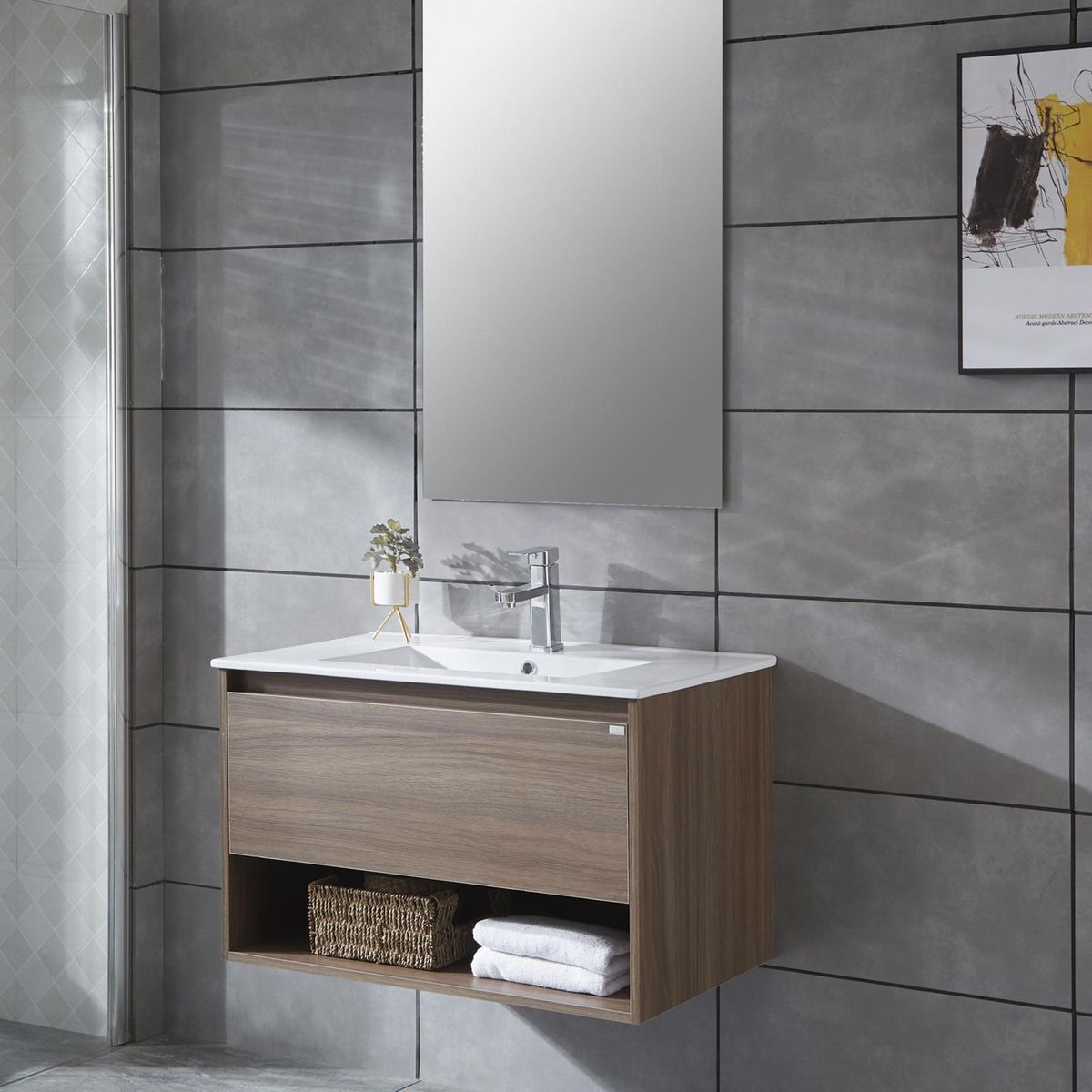 KLIPEN - Mueble vanitorio Queen 81x46,5x50 cm Chocolate con lavamanos