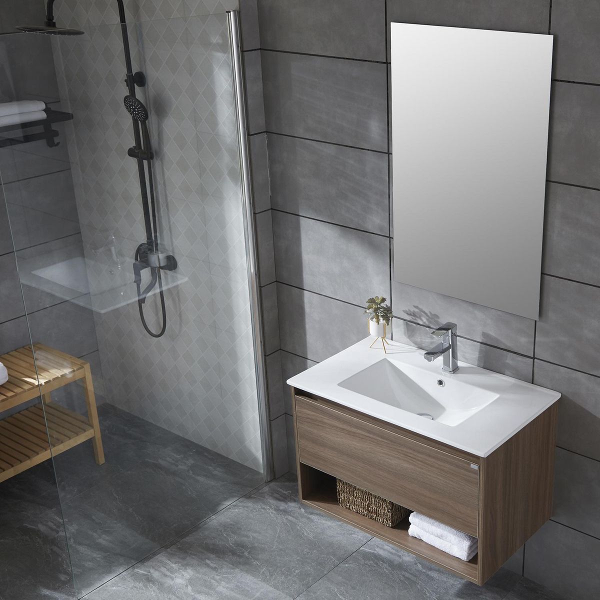 KLIPEN - Mueble vanitorio Queen 81x46,5x50 cm Chocolate con lavamanos