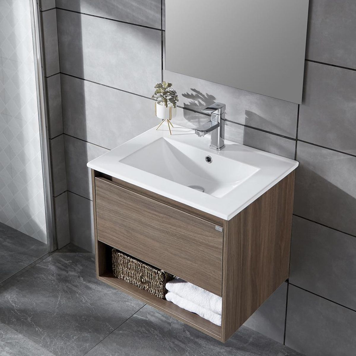 KLIPEN - Mueble vanitorio Queen 71x46,5x50 cm Chocolate con lavamanos