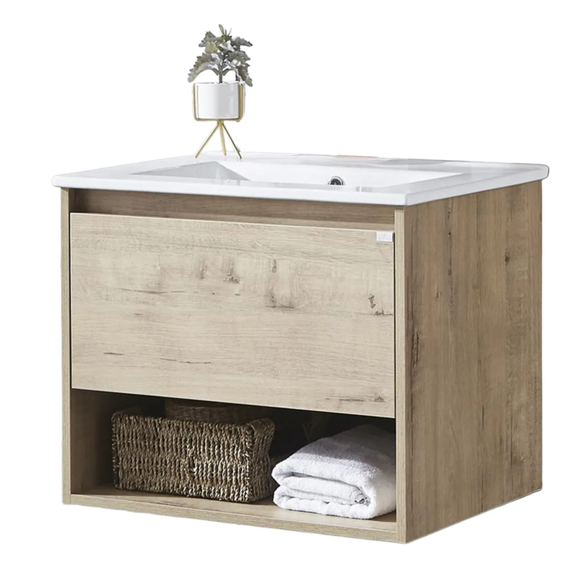 KLIPEN - Mueble vanitorio Queen 71x46,5x50 cm caramel con lavamanos