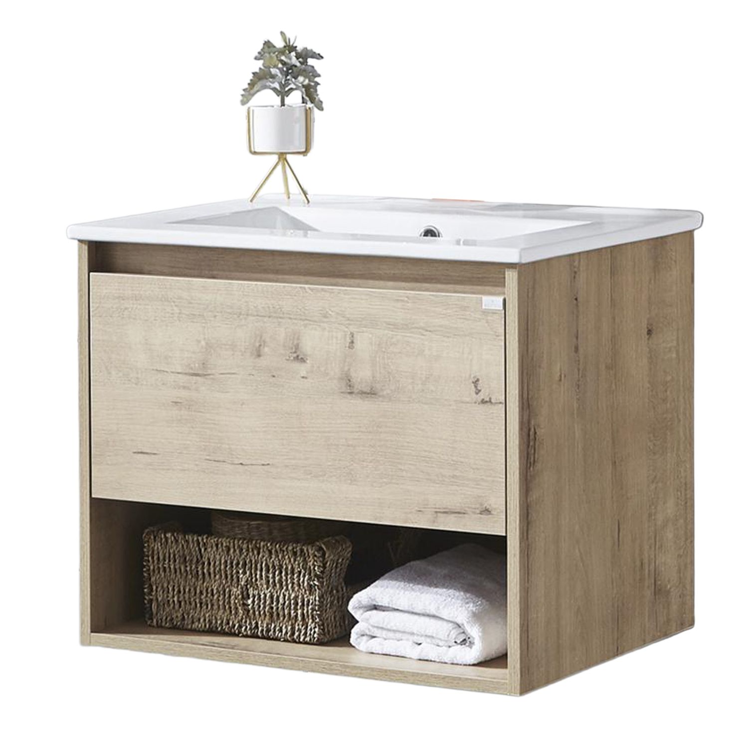 KLIPEN Mueble vanitorio Queen 71x46,5x50 cm caramel con lavamanos