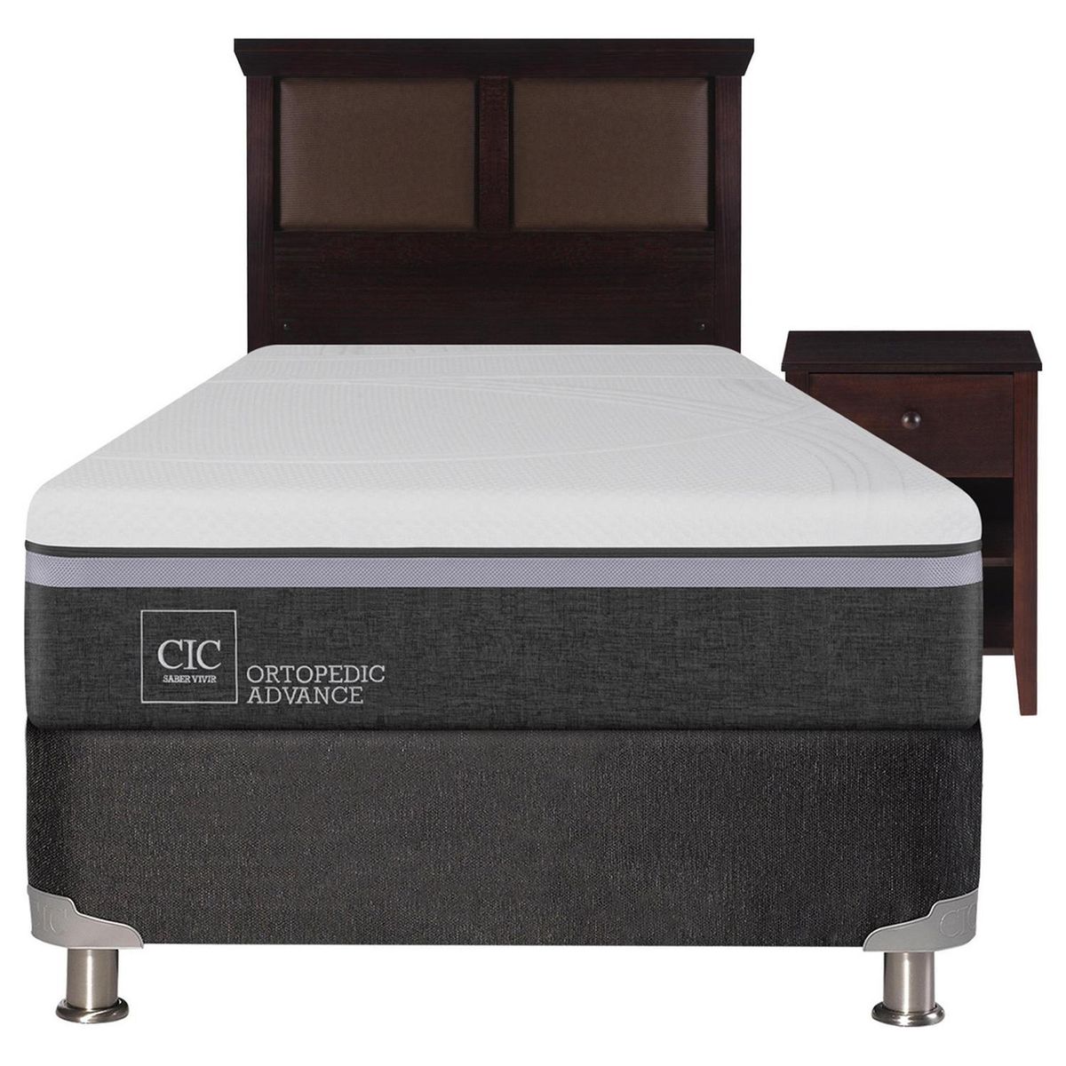 CIC - Box spring ortopedic advance b5 bk 1.5 plazas + muebles