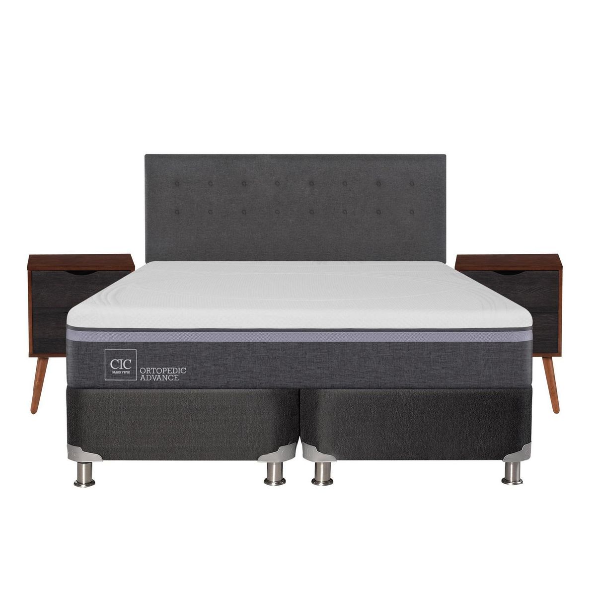 CIC - Box spring ortopedic advance b5 black king + muebles