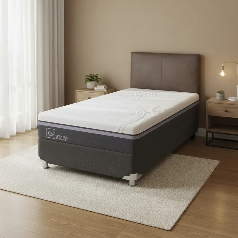 Box Spring Ortopedic Advance B5 Black 1.5 Plazas + Respaldo