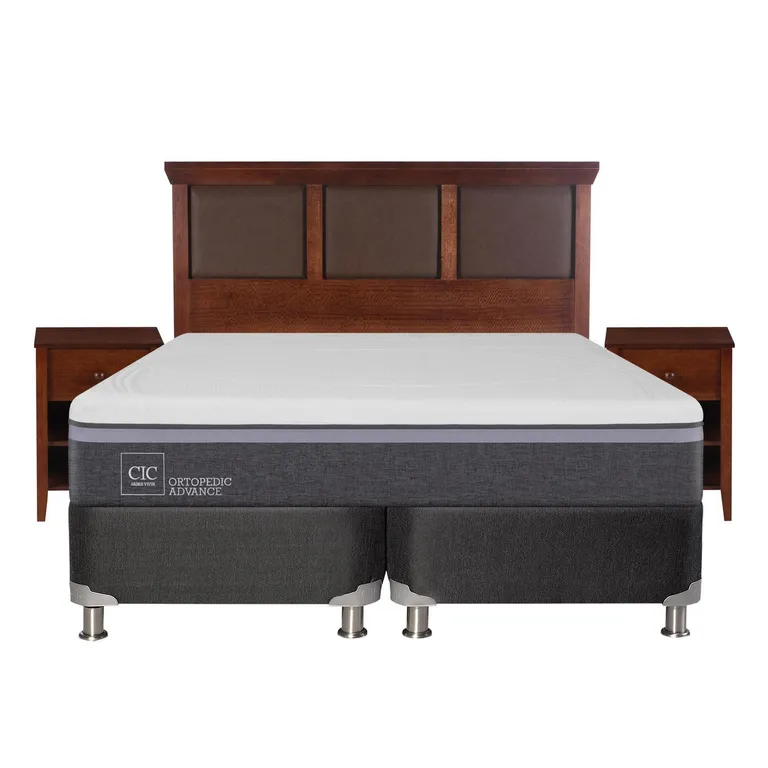 Box Spring Ortopedic Advance B5 Black 2 Plazas + Muebles