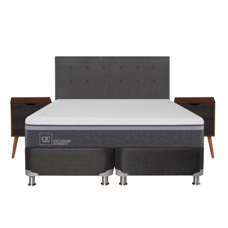 CIC - Box spring ortopedic advance b5 black 2 plazas + muebles