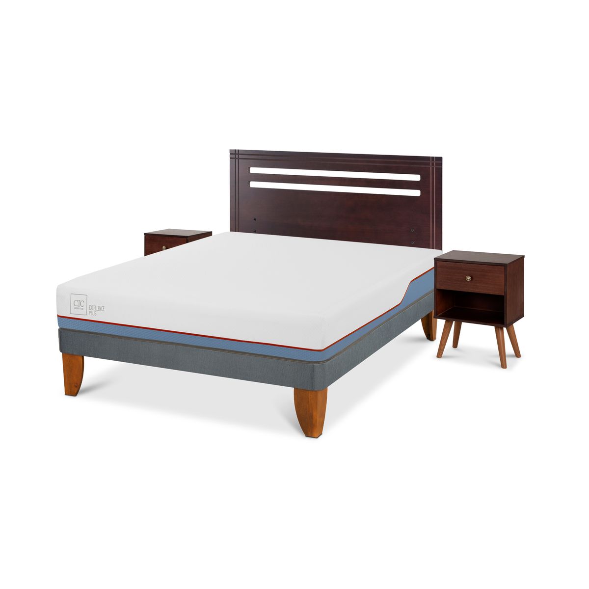 CIC - Cama europea excellence plus 2 plazas + muebles