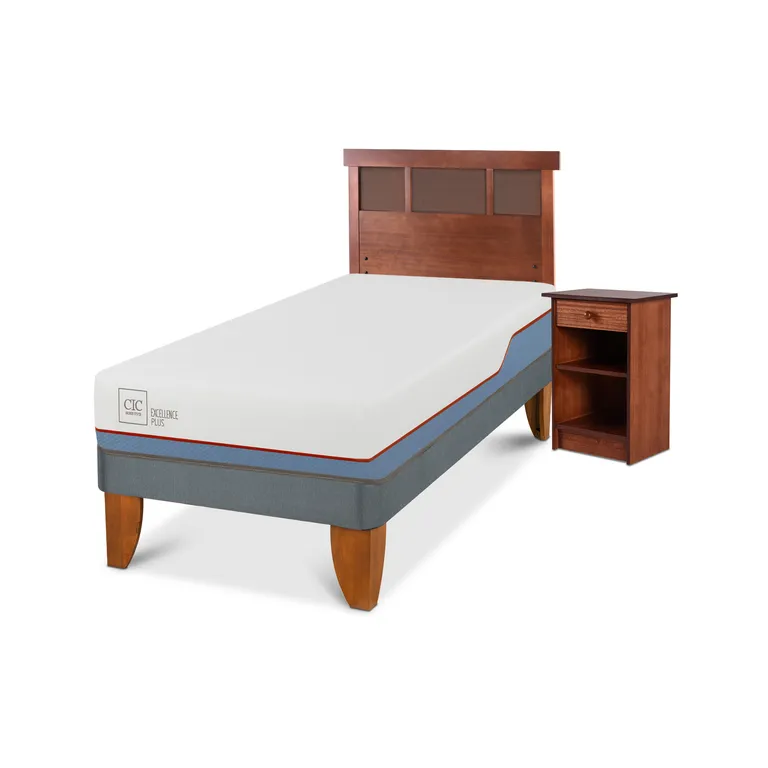 Cama Europea Excellence Plus 1 Plaza + Muebles